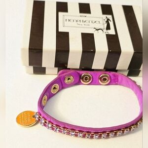vintage Henri Bendel purple leather rhinestone collar adjustable bracelet